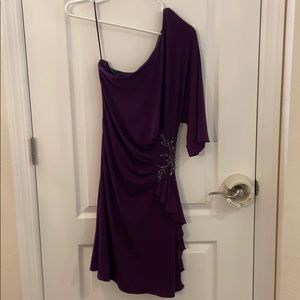 One Shoulder Purple Dress